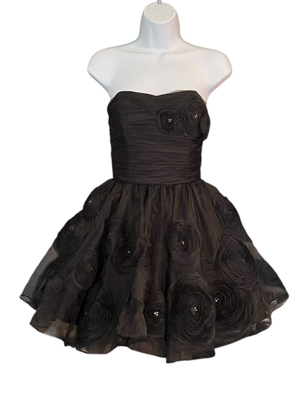 Vintage Y2K Betsey Johnson Black Sheer Chiffon Floral Cupcake Tea Party Dress